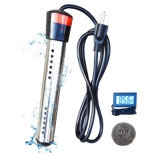 Melvyfiore 1500W Portable Electric Immersion Water Heater for Plastic Bucket Bathtub Wooden Barrel. Small Above Ground Pool Heater with 304 Stainless Steel Guard, Water Warmer Heats 5 Gallons of Water in Rapid