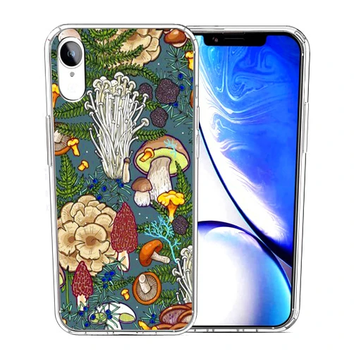 JIHANFENYUE Compatible with iPhone XR Case - Nature Plant Mushroom Forest Design Soft TPU Stylish Slim Protective Case for Women Girls