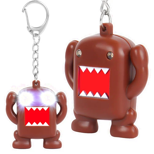 Pealonster 2 Pcs Domo kun Keychain Ultra Bright LED Cute Action Mini LED Flashlight with Sound Domo Key Ring for Car Keys