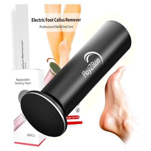HayZBao Electric Foot File - Electric Callus Remover for Feet,Adjustable Speed Foot Scrubber with 60 Pcs Sandpaper Discs,Professional Pedicure Tool for Dead Skin and Calluses - Black