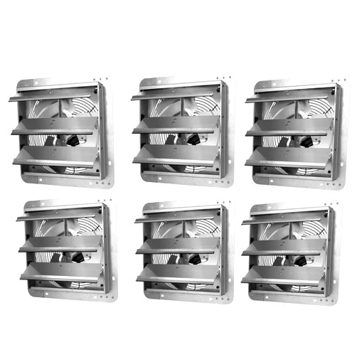 iPower 12 Inch Shutter Exhaust Fan Aluminum High Speed 1620RPM, 940 CFM, 6-Pack, Silver