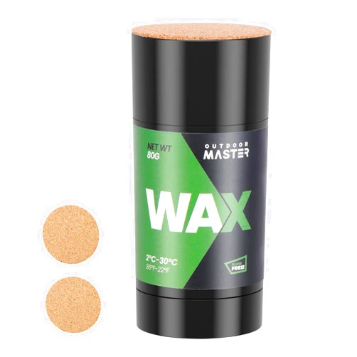 OutdoorMaster Rub-on Ski Snowboard Wax, 80g Universal Portable Cross-Country Wax for Universal Temperature, Easy Operation, Quick Waxing for Outdoors