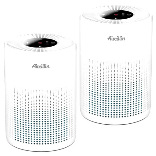 Aircillin 2 Pack Air Purifiers for Bedroom with HEPA Filters, Air Purifier for Home Large Room Covers Pet Hair Dander Smell Pollen Wildfire Smoke, Remove 99.99% Particles Down to 0.1 microns. (AP070A)