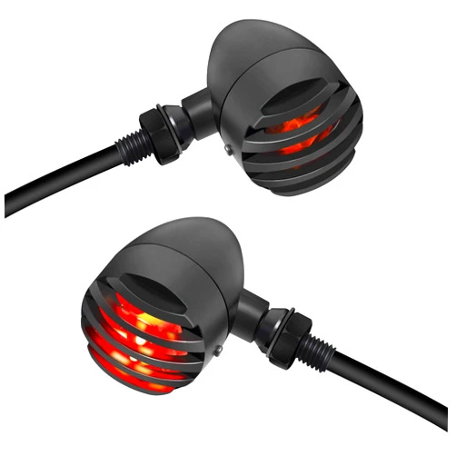 NTHREEAUTO Motorcycle Blinkers, Waterproof Aluminum Bullet LED Turn Signals, Rear Red Indicator Light Compatible with Harley Dyna, Honda, Yahama, Bobber,Suzuki and Kawasaki 12V Motorbikes