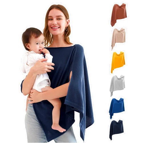 Momcozy Nursing Cover for Breastfeeding, Breathable Soft Privacy Poncho, Multi-Use Stroller Cover, Baby Blanket, and Stylish Scarf, Portable, Includes Laundry Bag