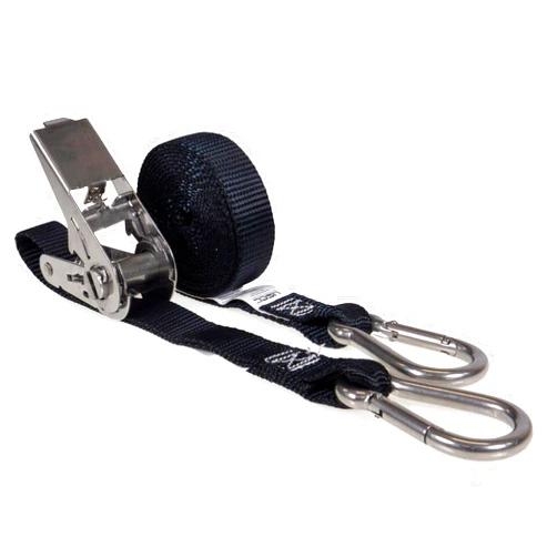 US Cargo Control Stainless Steel Ratchet Strap with Carabiner Hooks, 1