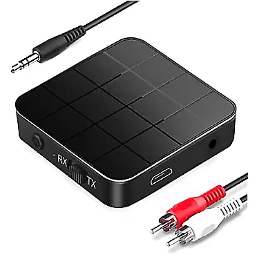 Oriflame Bluetooth 5.0 Transmitter Receiver, 3.5mm AUX RCA Bluetooth Audio Adapter for Home Stereo, 2 in 1 Wireless Bluetooth Adapter with Low Latency HD Sound,TV, PC, Smartphone, Car (Black)