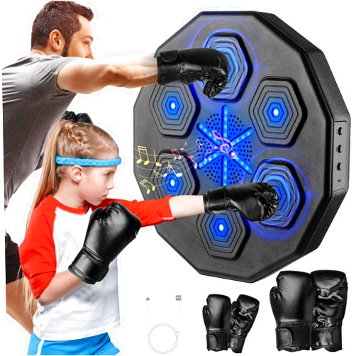 Beyn 2024 New Music Boxing Machine with Two Pairs of Gloves, Upgraded 2.0 Smart Bluetooth Music Boxing Parent-Child Games, Wall-Mounted Exercise Equipment for Home