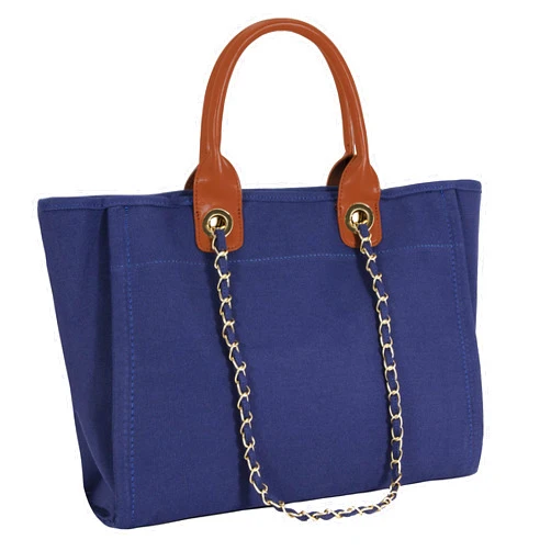 Hidora BYMEE Tote Bag for Women Canvas Handbag Removable Chains Shoulder Bag Daily Essentials Casual Work Bag Stylish Satchel Canvas Purse（Blue）