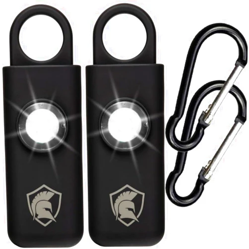 Spartan Defense The Original Self Defense Siren Personal Safety Alarm for Women, Men, Kids, Elderly - SOS LED Strobe Light - Air Travel/TSA Friendly - Emergency Safe Key Chain Device, Pocket Size - 2 Units
