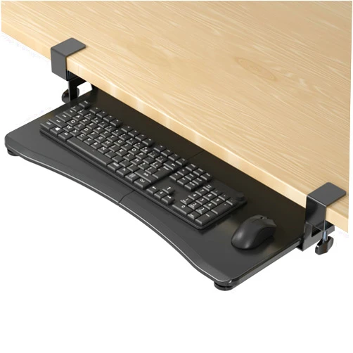 suptek Keyboard Tray Under Desk Pull Out with C Clamp Mount, Computer Keyboard & Mouse Tray, 25.6 (30 Including Clamps) x 11.8 inch Slide-Out Platform Computer Drawer for Typing, Black, DSF1