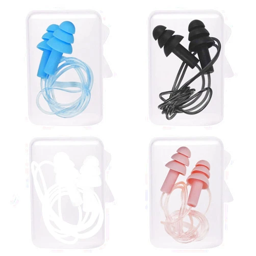 Dealswin Noise Cancelling Ear Plugs with Cords 4 Pairs, Noise Reduction Soft Silicone Earplugs Waterproof Reusable Earplugs for Sleeping, Snoring, Swimming, Study, High Fidelity Earplugs
