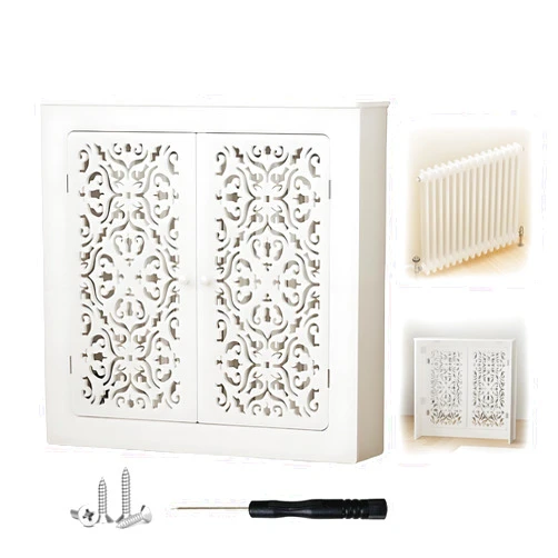 Generic White Radiator Cover Cabinet, MDF Heater Covers for Radiators, Wood Radiator Covers with 2 Doors, L19.7-39.4in X H23.6-39.4in Heating Cover Shelf for Home, Office, Bedroom(L19.7xH23.6xW5.9in)