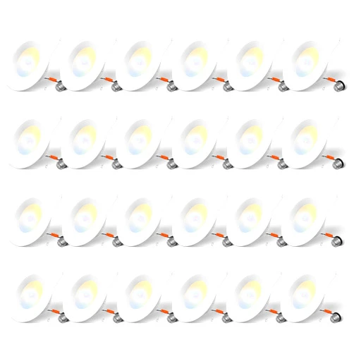 Amico 24 Pack 5/6 inch 5CCT LED Recessed Lighting, Dimmable, 12.5W=100W, 950LM, 2700K/3000K/4000K/5000K/6000K Selectable, Retrofit Can Lights with Baffle Trim, IC Rated - ETL & FCC, White