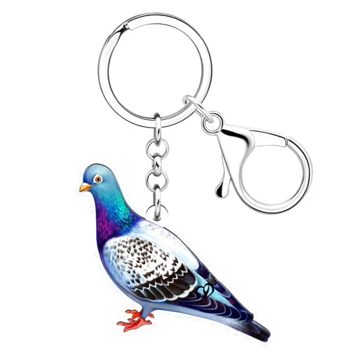 DUOWEI Cute Pigeon Keychain Acrylic Pigeons Bird Keyring Handbag Purse Decoration for Women Teen Girls Charm Gifts (Pigeon A)