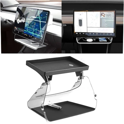 DEYOT Tesla Model 3/Y Center Console Organizer Tray Magnetic Under Screen Storage Box Behind Screen Tray Dashboard Organizer Tissue Holder Compatible with Tesla Model 3 Model Y Accessories