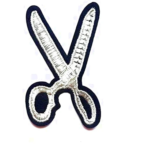M I GENIUS CARTOON CHILD PATCHES Silver Scissors for Cutting Handmade Craft Embroidery Cartoon Children Kid Patch Clothes Bag T-Shirt Jeans Biker Badge Applique Iron on/Sew On Patch