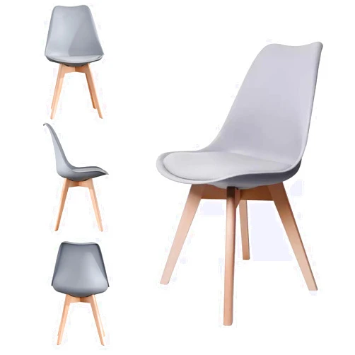 Meilleure Qualité Mid Century Modern DSW Dining Chair Upholstered Side Chair with Wood Legs and Soft Padded Cushion Shell Tulip Chair for Kitchen Dining Room Bedroom Living Room 4 Pack, Black