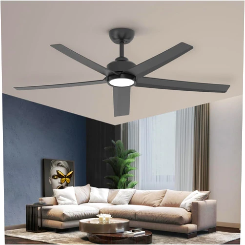 ocioc Ceiling Fans with Lights, 52 inch Black Ceiling Fan with Light and Remote Control, 3CCT, Quiet DC Motor, 5 Blades Modern Ceiling Fan for Living Room Farmhouse Bedroom