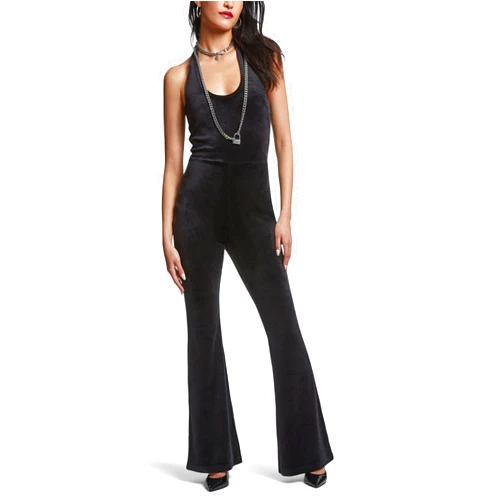 Juicy Couture Halter Jumpsuit with Back Bling Liquorice MD (US 6-8)