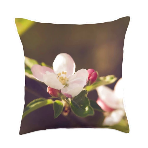 SasEz! Desyn Romantic Apple Blossom Flower Throw Pillow, 18x18, Multicolor