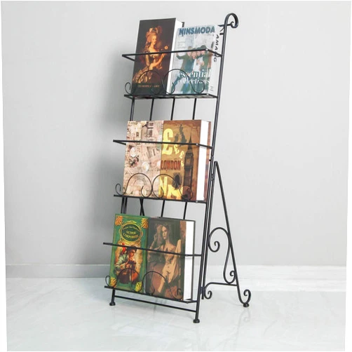 AXDT Floor Standing Magazine Rack Holder Organizer, Brochure Magazine Catalog Literature Display Holder Rack, Elegant Design Metal Rack for Home, Trade Show, Office and Retail Store