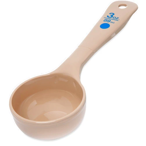 Carlisle FoodService Products Measure Miser Plastic Measuring Spoon with Short Handle, 3 Ounces, Beige