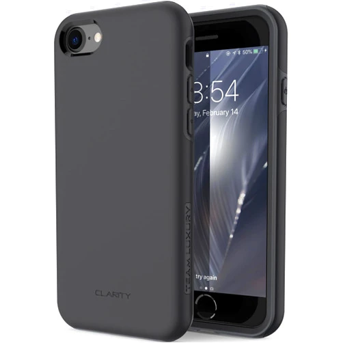 TEAM LUXURY Case for iPhone se (2022/2020), iPhone 8, iPhone 7 case - Shockproof Slim Protective Cover Compatible with Wireless Charging - (Onyx Black)