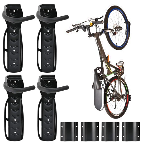 Auwey 4Pack Bike Wall Mount Rack with Tire Tray Bike Hanger Bike Wall Rack Holder Bicycle Hanger Bike Storage Vertical Bike Hook for Indoor, Garage, Shed