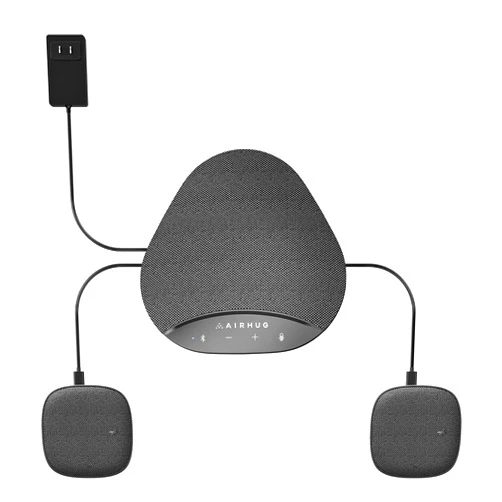 AIRHUG Bluetooth Speakerphone,Conference Speaker with Microphone,360°Voice Pickup,with 2 Expansion Microphones,fits 8 People