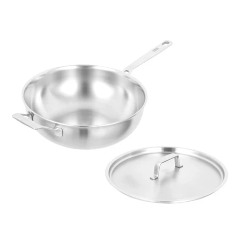 KUHN RIKON Culinary Fiveply Professional Chef’s Every Day Essential Fry Pan, Oven Proof Uncoated Stainless Steel & Aluminium Wok, 28cm
