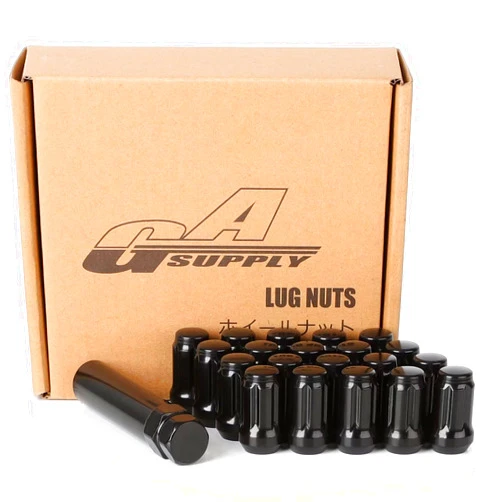 GAsupply 1/2-20 Lug Nuts Black, 1/2 x 20 Closed End 6 Spline Tuner Lug Nuts 1.38