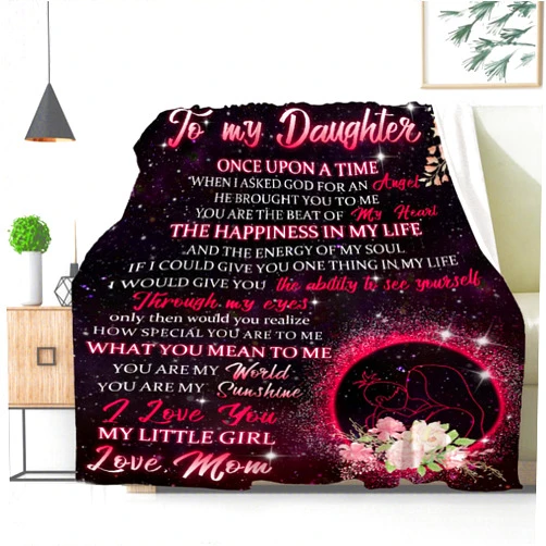 321DESIGN Daughter Blanket to My Daughter from Mom Gifts Letter Printed Throw Fleece Flannel Blankets Birthday Gifts for Daughter Adult Mother Daughter Gift from Mom 30x40inch for Baby