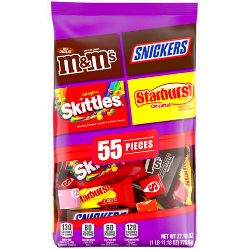 Mars M&M'S, SNICKERS & SKITTLES Fun Size Chocolate Candy Variety Mix 27.18-Ounce Bag 55 Pieces
