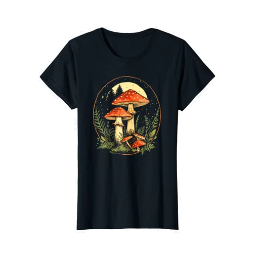 Cute Cottagecore Aesthetic Mushroom gift Cottagecore Floral Mushroom Aesthetic goblincore Woman Girls T-Shirt