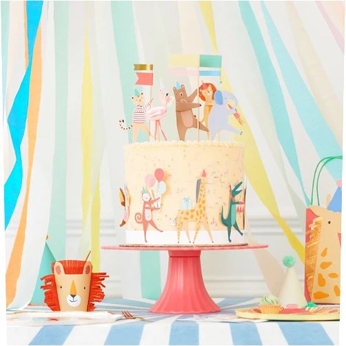 Meri Meri Animal Parade Cake Wrap & Toppers (Pack of 6)