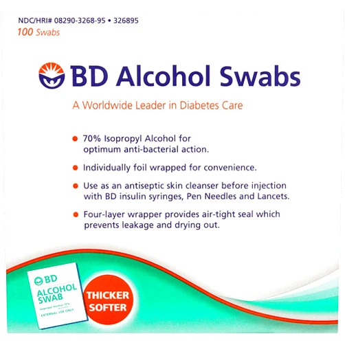 BD Alcohol Swabs 100 Each (Pack of 12)