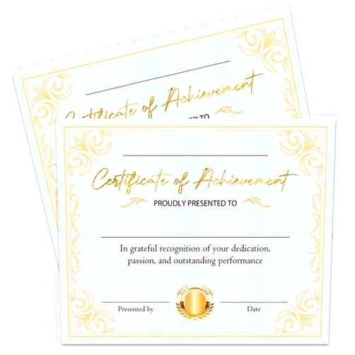 JioJio Chan 25 Gold Certificate of Completion, Training Certificate, Certificate of Completion, Course Completion Certificate Certificate of Achievement Awards and Certificates for School 8x10 Inches