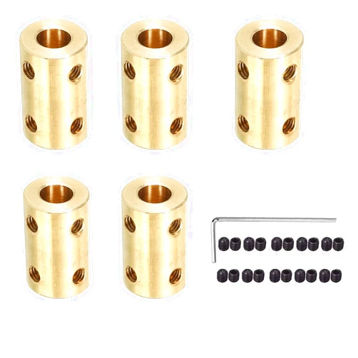 Daier 5Pcs 7mm to 7mm Brass Rigid Motor Shaft Coupling Coupler Transmission Connector Sleeve Adapter for RC Boat Car Airplane 3D Printers