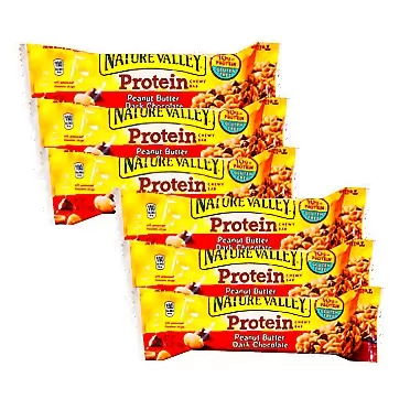 Chubby (Pack of 6) Protein bars Peanut Butter Chocolate Flavor 1.42oz each energy high value pack gluten free Contains 10g protein Nature Valley Chewy Bars (Pack of 6)