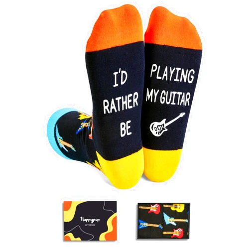 HAPPYPOP Guitar Gifts for Men Women Teen Unique, Funny Socks Guitar Lovers Gifts, Heavy Metal Gifts Music Gifts for Bass Guitar Players Teachers