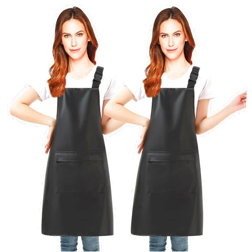 Gliitatu Waterproof Rubber Vinyl Apron 2 Pack for Women Kitchen Dishwasher Apron Oil Resistant Work Apron Butcher Grooming Apron 3