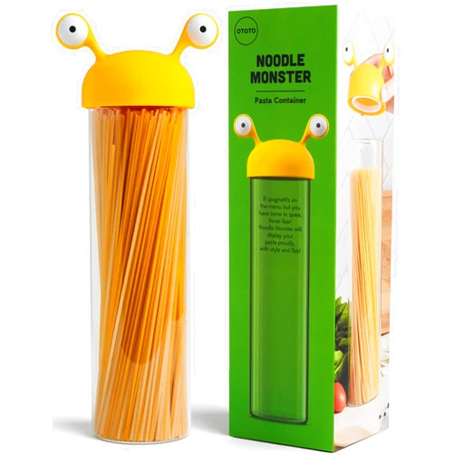 OTOTO Noodle Monster Spaghetti Container Storage for Pantry - BPA-free Glass, Airtight, Food Grade & Dishwasher Safe - Pasta Holder - 5x3.5x12.75 in