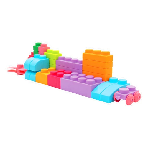 UNiPLAY Plus Soft Building Blocks — Creativity Toy, Educational Play, Cognitive Development, Early Learning Stacking Blocks for Infants and Toddlers, Pink (42-Piece Set)