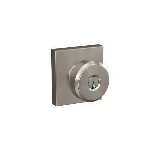 Schlage F51A BWE 619 COL Bowery Knob with Collins Trim Keyed Entry Lock, Satin Nickel