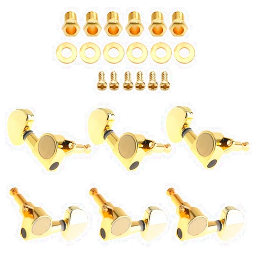 OriGlam 6pcs Gold Guitar Parts 3 Left 3 Right Tuners, 3L3R Chrome Tuning Key Peg, Guitar String Tuning Pegs Machine Head Tuners for Electric or Acoustic Guitar