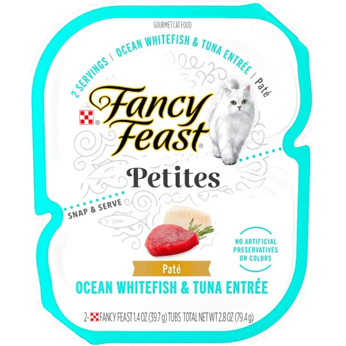 The Drayce Place Fancy Feast Gourmet Grain-Free Meals Wet Cat Food Pate and Gravy Petites 10 Twin Pack Trays, 20 Servings (Ocean Whitefish & Tuna Pate)