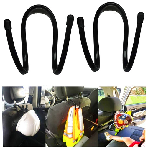 Pmsanzay （ Upgraded ） Flexible Over The Car Seat Hard Hat Rack Holder - Portable Helmet Hanger Rack Hook for Coats, Hats, Caps, Vest holder, Safety Helmet, Fire Helmet, Motorcycle Helmet — 2/PK- No Helmet