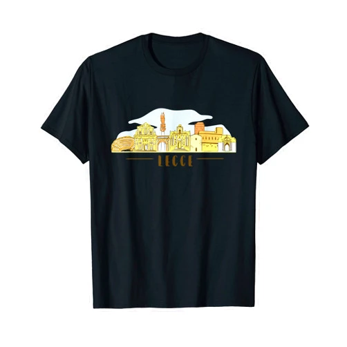 Italy Europe City Skylines Silhouette Outline Lecce Italy Europe City Skyline Silhouette Outline Sketch T-Shirt