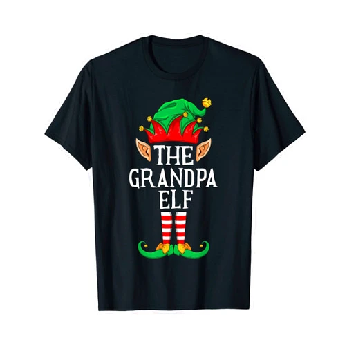 Christmas Elf Costume CG Tees The Grandpa Elf Matching Family Christmas Holiday Group Gift T-Shirt